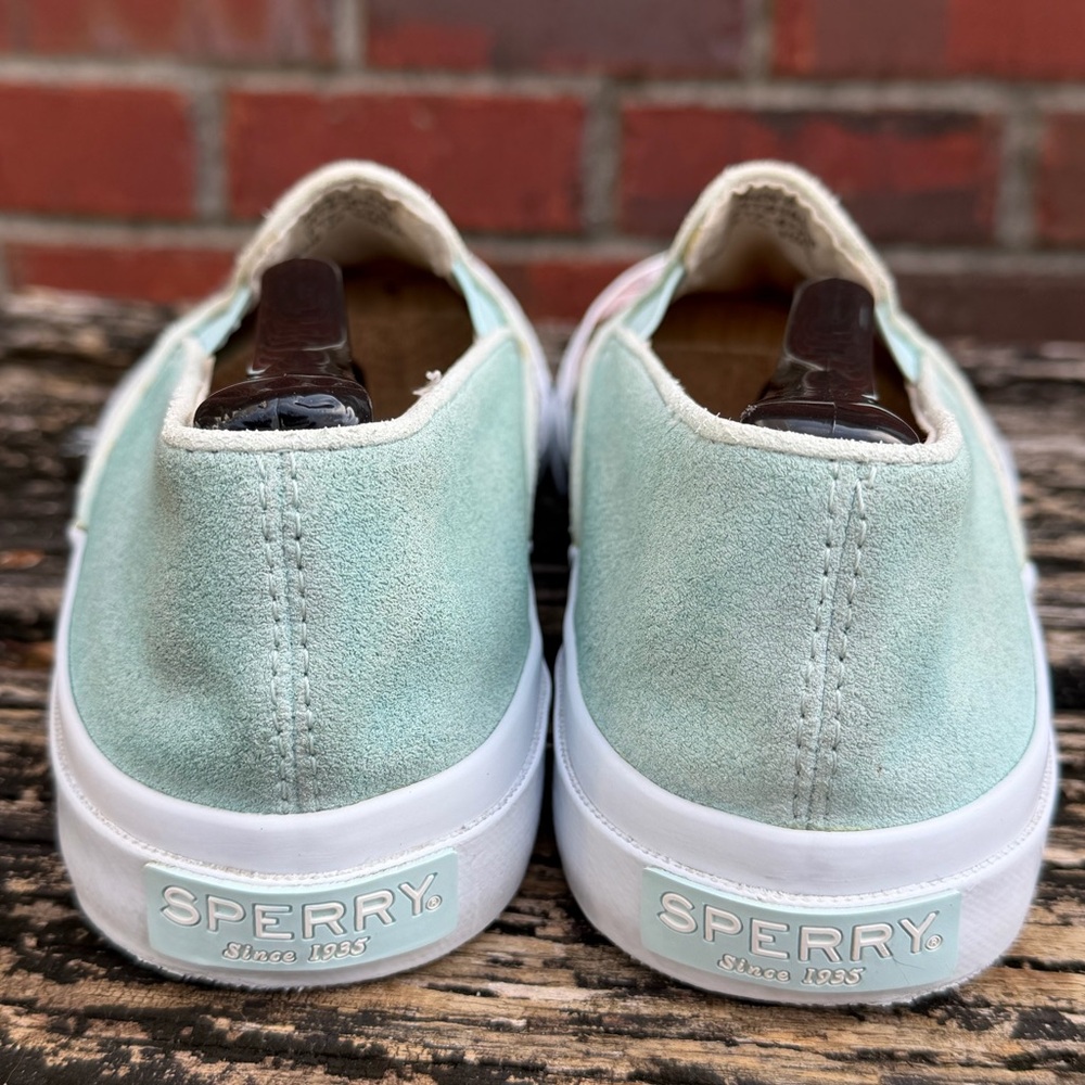 Sperry Gray Malin Beach Theme Slip-On Men's Sz 8 Canvas & Suede Sneaker  T8 - Picture 9 of 14